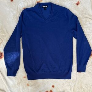 Lands' End Men's V-Neck Sweater in Rich Blue